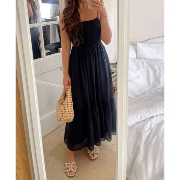 Abercrombie & Fitch Dresses & Skirts - Abercrombie Tiered Low Back Maxi Dress Black Strappy Women's Large Petite LP